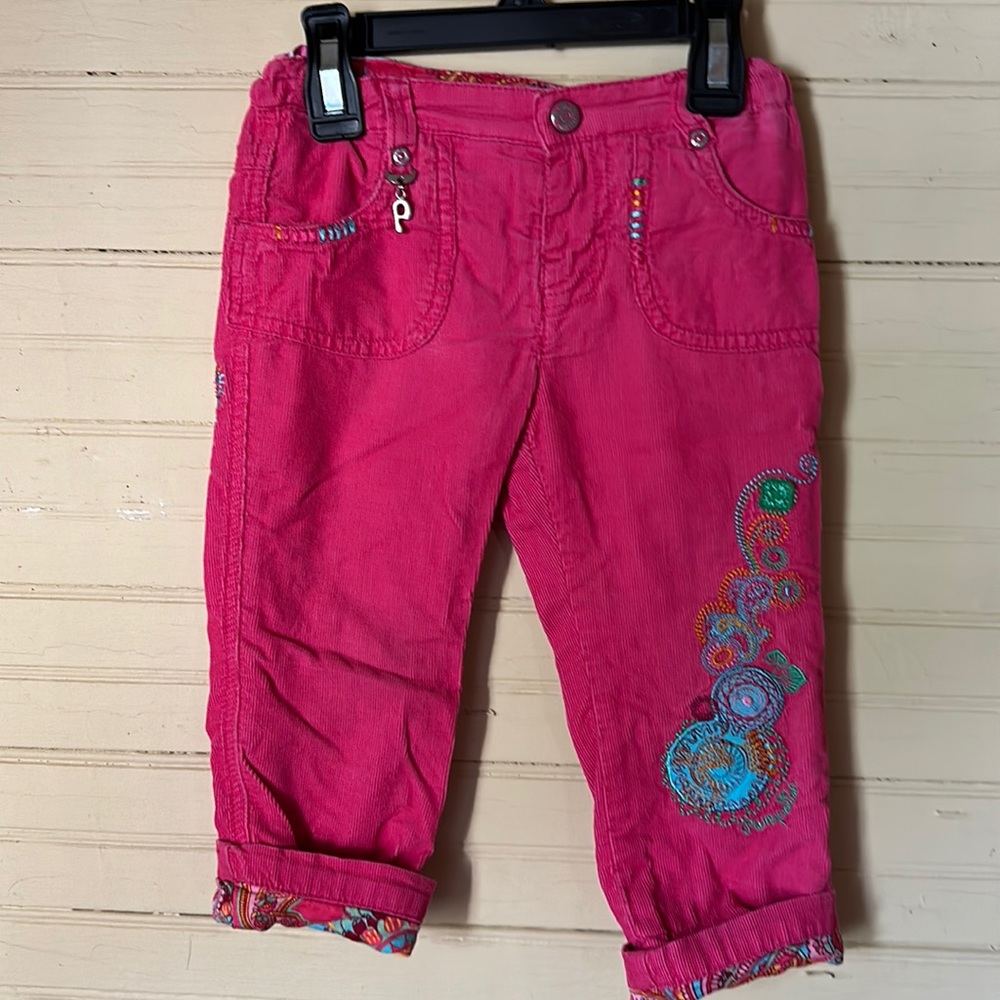Designer Pampolina Pink Cords Embroidered Embellished Corduroy 12 month